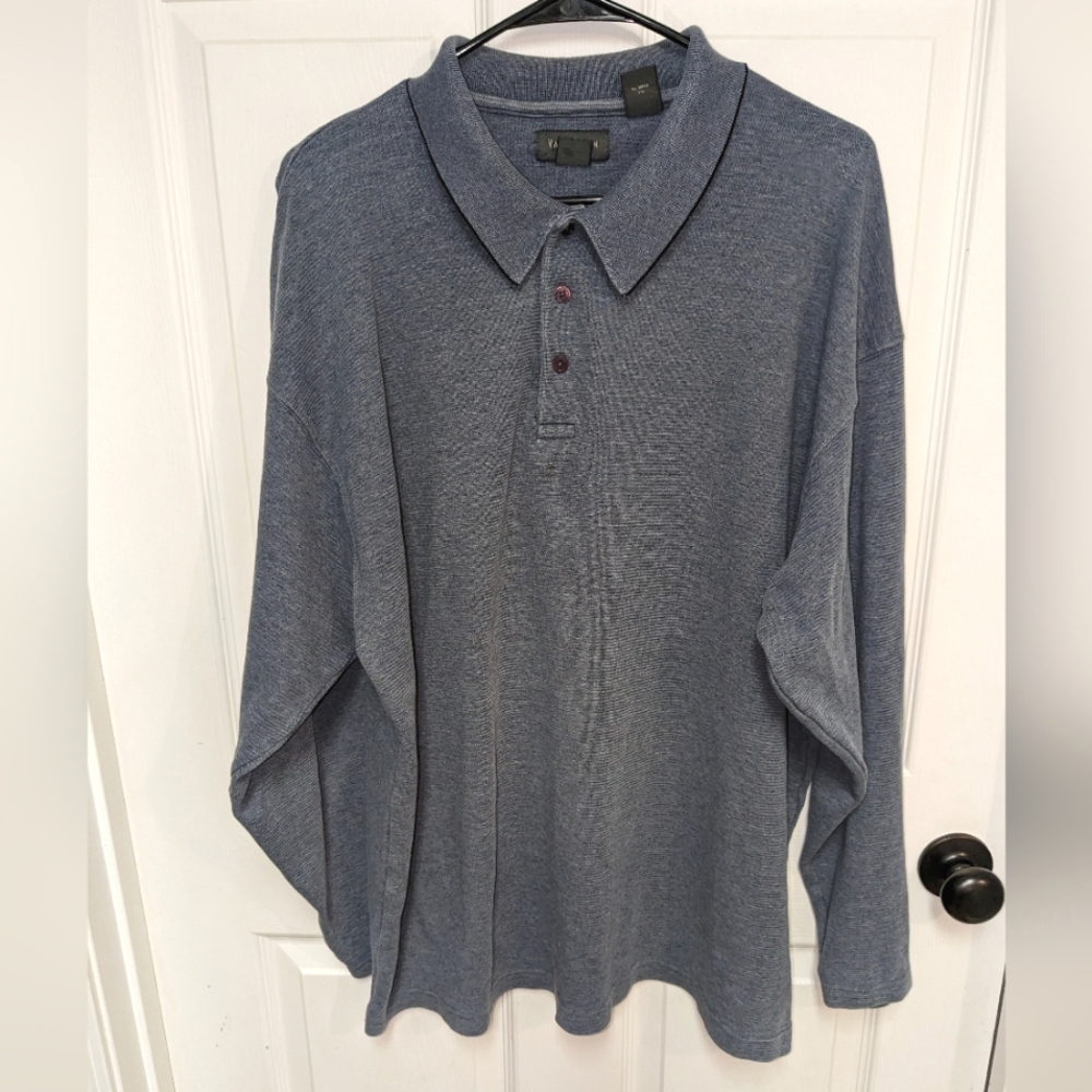 𝅺Van Heusen Men's blue Long Sleeve Pullover Collared top Size XXL